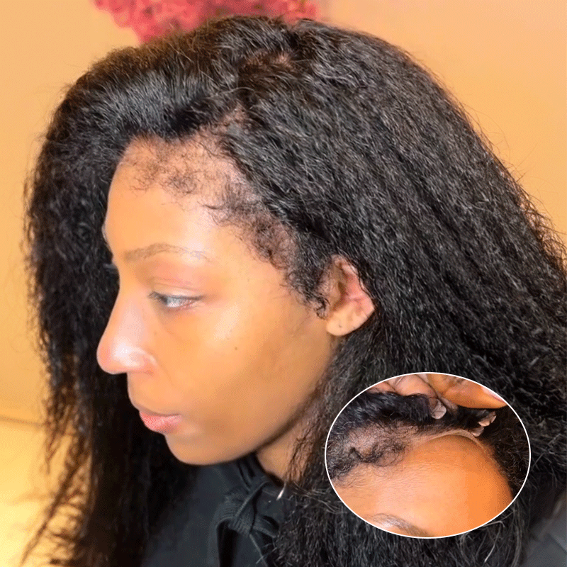 4c edges Kinky Straight 18’ Human 2024 Hair HD lace Wig