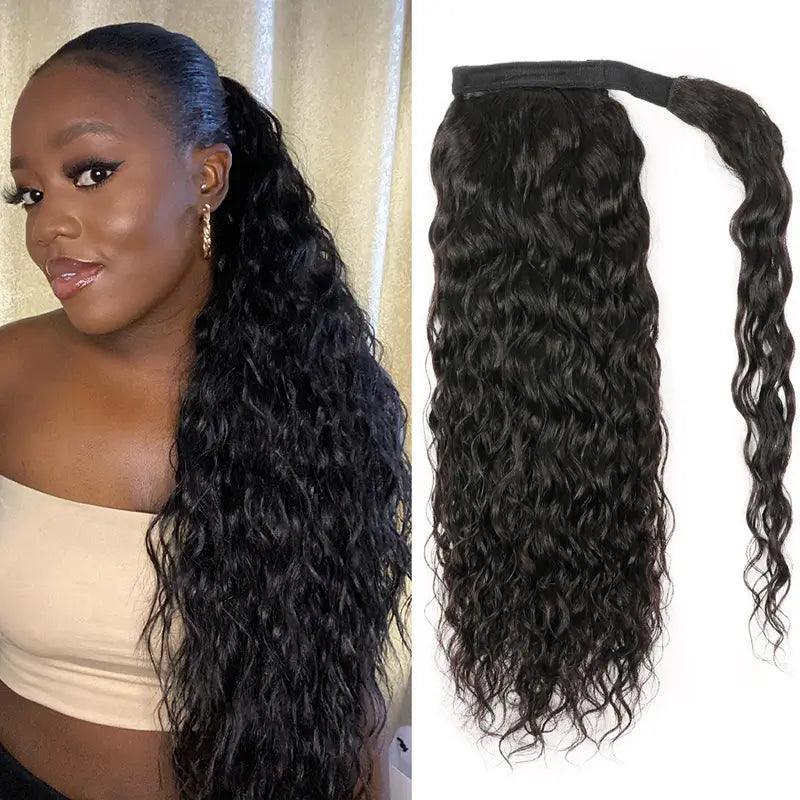 Human Hair Extension Water Wave Ponytail High Ponytails