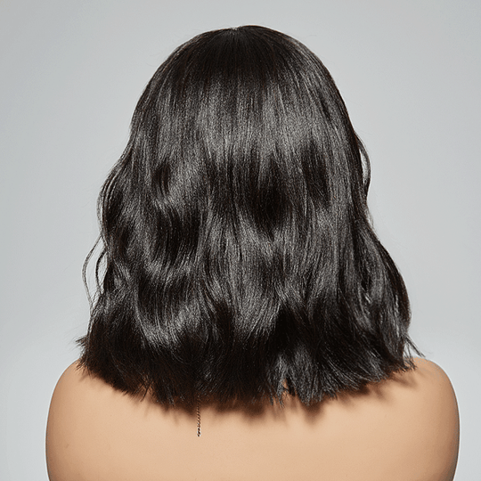 Pour Débutants 3x1 Dentelle Yaki Straight/Ondulé Bob Perruque Avec Frange 2 Styles