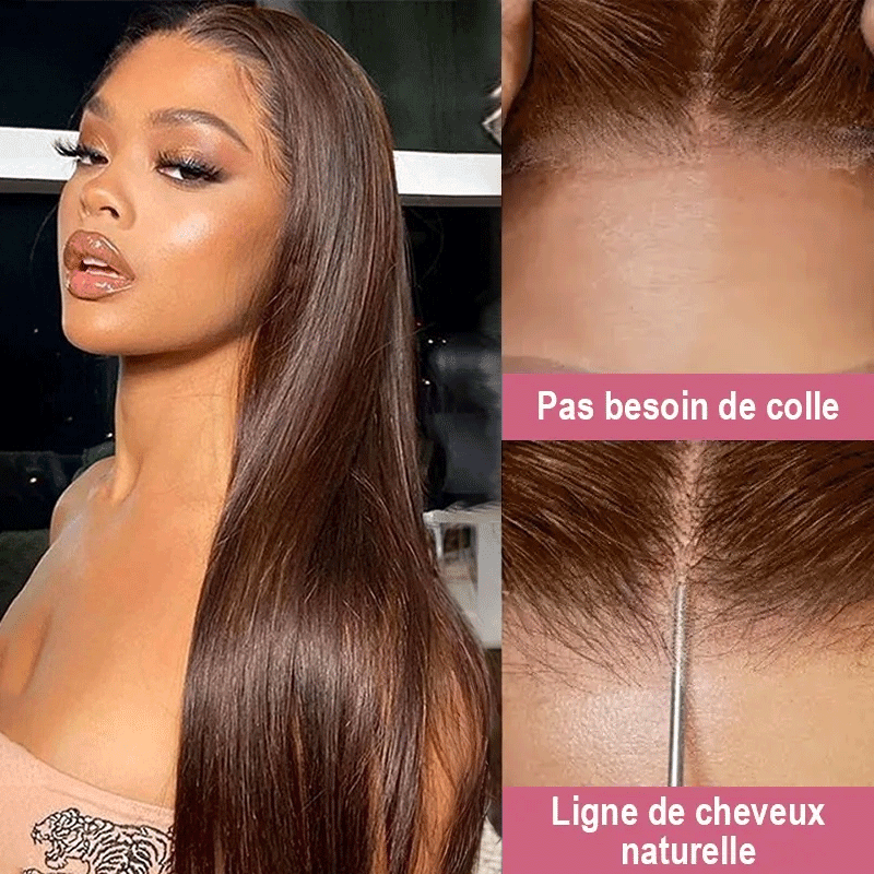 13x4 Dentelle Frontale Couleur Brun Chocolat Lisse Perruque Cheveux Humains - SHINE HAIR