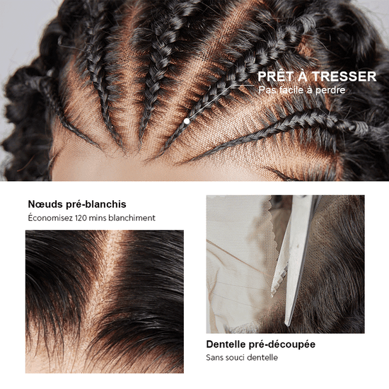 13x4 Glueless Perruque ReadyBraid Jerry Bouclé Bob Perruque Sans Colle Pré Tressée - SHINE HAIR