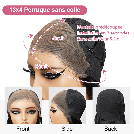 13x4 Glueless Couleur Brun Mixte Blond Couche Bob Perruque Sans Colle Ondulé 250% Densité