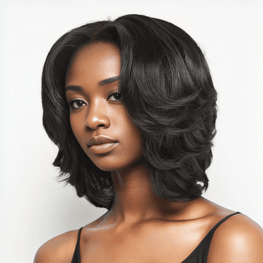 13x6 T Partie Dentelle Elégante Coupe Pixie Courte Boss Vibe Perruque Bob Minimaliste - SHINE HAIR