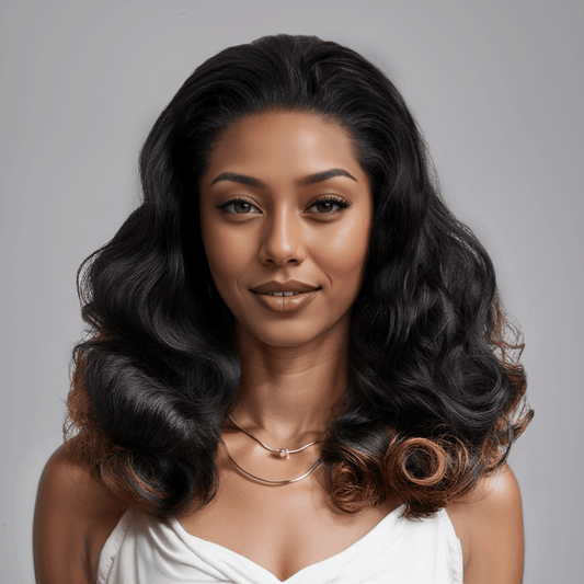 Volumineux Couleur Ombre Noir À Caramel 13×4 Dentelle Body Wave Perruque 300% Densité