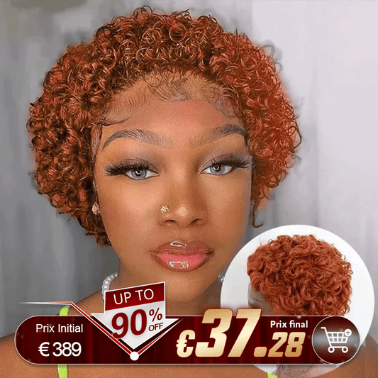 Flash Sale 3 Couleur Rebondissement Perruques Coupe Pixie 13×1 Dentelle Bouclé