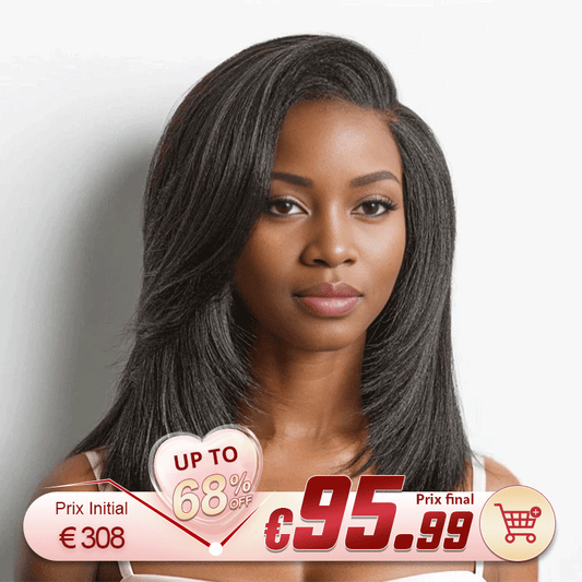 9x6 Glueless Couche Yaki Lisse Bob Perruque Sans Colle Wear Go Pour Débutants