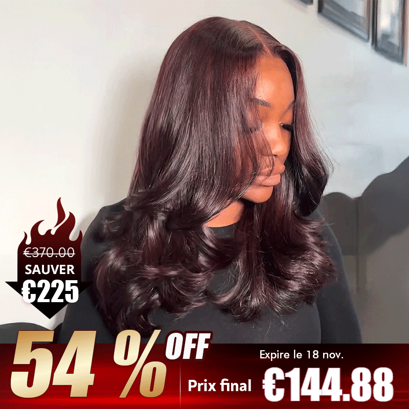 9x6 Glueless Couche Couleur Bordeaux Foncé Perruque Sans Colle Body Wave