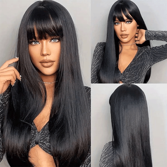 Straight 180% Density Brazilian Human Hair Bangs Wig