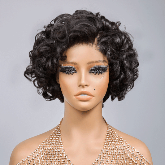 4×4  Dentelle Une Perruque Deux Styles Bob Perruque Sans Colle Œuf Bouclé Humain Cheveux