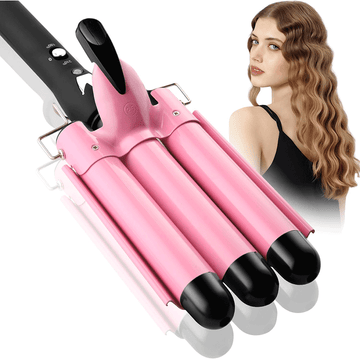 Free SHINE Fer Friser Pink 22MM 3 Barils Avec Tête Friser En Forme D'œuf Chauffage Rapide En 60 Secondes Fer Friser Céramique Température Réglable(𝗕𝗲𝘀𝗼𝗶𝗻 𝗱'𝗲𝘅𝗽é𝗱𝗶𝗲𝗿 𝗮𝘃𝗲𝗰 𝗽𝗲𝗿𝗿𝘂𝗾𝘂𝗲)