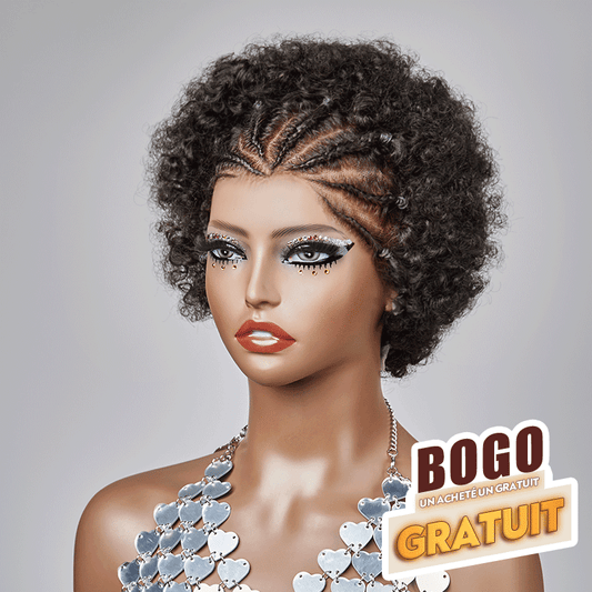 💥𝐔𝐧 𝐀𝐜𝐡𝐞𝐭𝐞́ 𝐔𝐧 𝐆𝐫𝐚𝐭𝐮𝐢𝐭 13x4 Dentelle Boucle Afro 5 Couleur Bob Perruque Cheveux Tressés