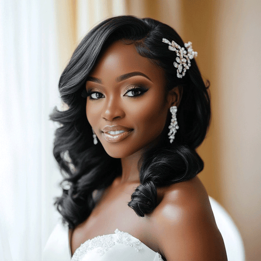 WEDDING Chignon Ondulé Romantique Glueless 9x6 Enfilez Et Partez Perruque Bob Sans Colle Loose Wave