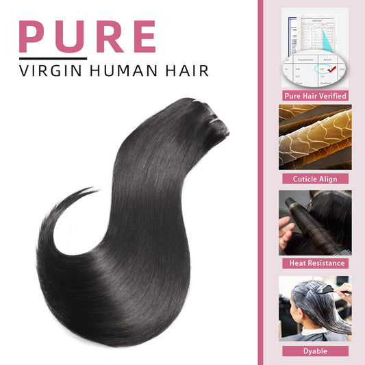 Extensions De Cheveux À Clipser En Cheveux Humains Lisses Morceaux 125g 9pcs