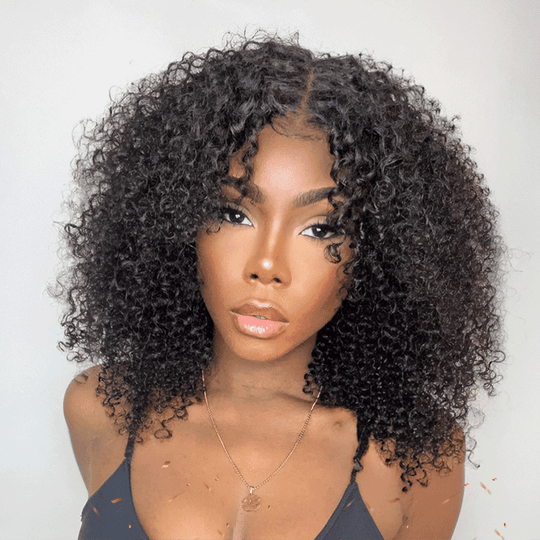 Populaire Glueless Nœuds Pré-blanchis Kinky Curly 9x6 13x4 Perruque Sans Colle 250%Densité