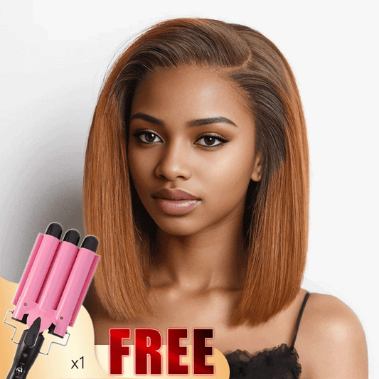 💥𝐅𝐫𝐞𝐞 9x6 Glueless Gingembre Ombre Coupe Émoussée Lisse Bob Perruque Sans Colle