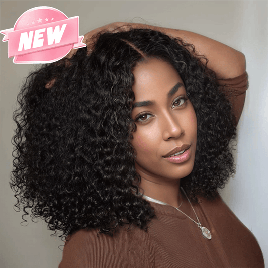 SHINE Design Ligne Cheveux Pré-épilée 2×6 Dentelle Minimaliste Kinky Curly Bob 250% Densité