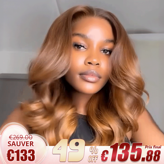 Glueless Enjoué Style Couleur Cuivre Ombre 250% Densité Body Wave Bob 4x4 Perruque Sans Colle