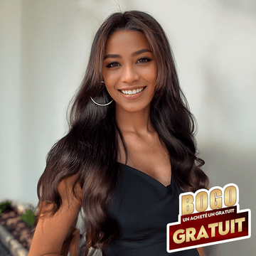 💥𝐔𝐧 𝐀𝐜𝐡𝐞𝐭𝐞́ 𝐔𝐧 𝐆𝐫𝐚𝐭𝐮𝐢𝐭 13x4 Glueless Perruque Couleur Mèches Brunes Cheveux Noirs Mélangés Ondulé