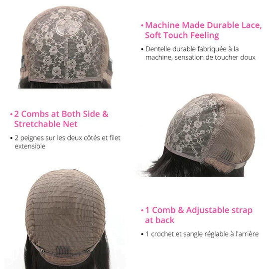 4 Perruque Frange Cheveux Humains Brésiliens Lisse - SHINE HAIR