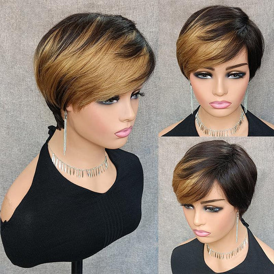 4 Perruque Pixie Cut Cheveux Humains Brésiliens Lisse - SHINE HAIR