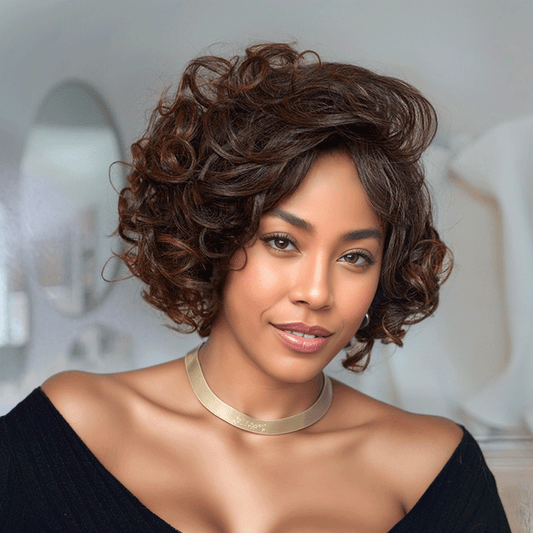 Glueless Couleur Chocolat Burn Bob Perruque Sans Colle Vague D'oeuf Humain Cheveux