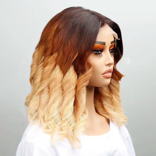 4x4 Conception Styliste Ombre Clair Luxe Ondulé Lace Closure Bob Perruque - SHINE HAIR