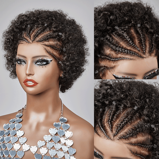 13x4 Dentelle Boucle Afro 5 Couleur Bob Perruque Cheveux Tressés - SHINE HAIR