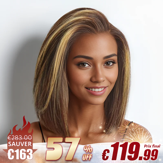 13x4 Guleless Perruque Soyeuses Couche Bob Mèches Blondes Miel Lisse