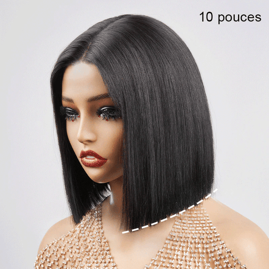 SHINE Design Glamour Prune foncée 99J Couleur Bob Perruque Lisse 250% Densité 2x6 Dentelle