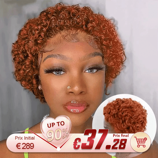 Crazy Deals🔥 3 Couleur Rebondissement Perruques Coupe Pixie 13×1 Dentelle Bouclé