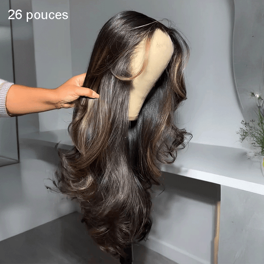 𝑩𝒖𝒚 1 𝑮𝒆𝒕 1 𝑭𝒓𝒆𝒆💥 13x4 Glueless Luxe Couche Coupe Highlight Perruque Sans Colle Ondulé Cheveux Humains Wear Go 250% Densité