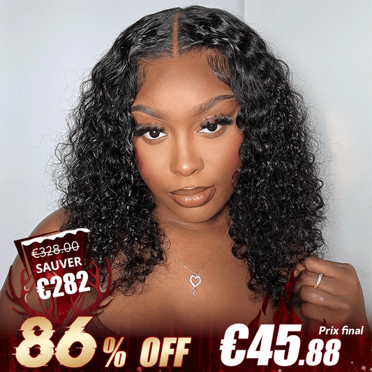 Flash Sale 4x4 Dentelle Bob Perruque Bouclés Cheveux Humains(Aucun cadeau gratuit n'est offert）