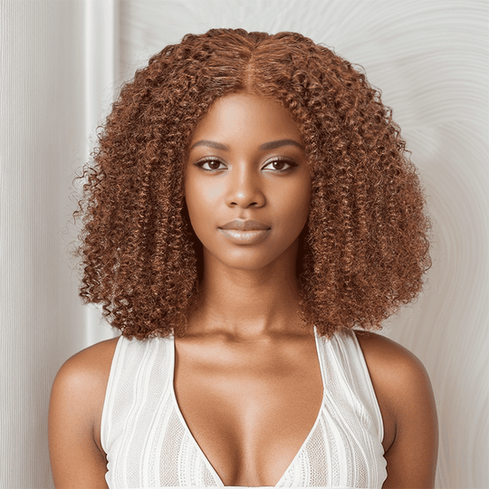 7x5 13x4 Glueless Brun Chocolat Bob Kinky Curly Perruque Sans Colle - SHINE HAIR