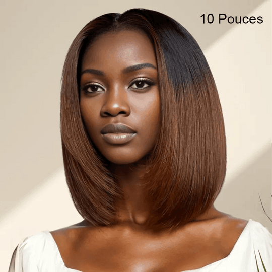 7x5 13x4 Glueless Couche Ombre Highlight Coupe Émoussée Bob Perruque Sans Colle Lisse - SHINE HAIR