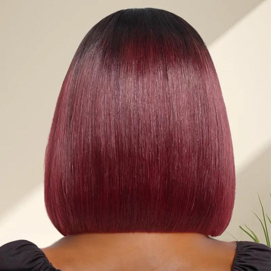 7x5 13x4 Glueless Couche Ombre Highlight Coupe Émoussée Bob Perruque Sans Colle Lisse - SHINE HAIR