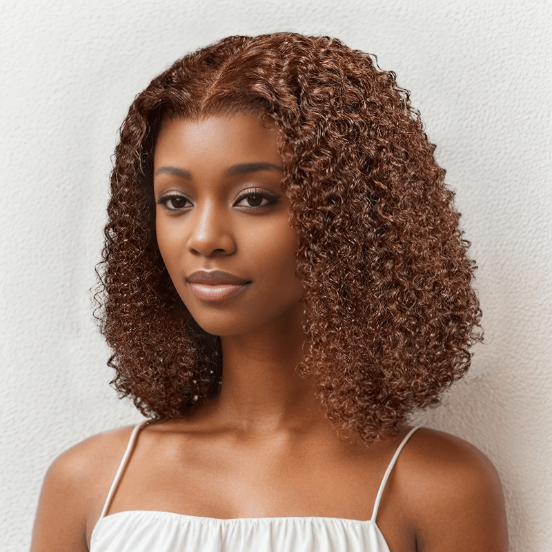 7x5 13x4 Glueless Nouveau Style Brun Chocolat Bob Perruque Sans Colle Bouclée - SHINE HAIR