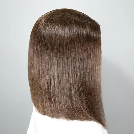 7x5 13x4 Pré-pêches Glueless Brun chocolat Bob Perruque Sans Colle Wear Go Lisse - SHINE HAIR