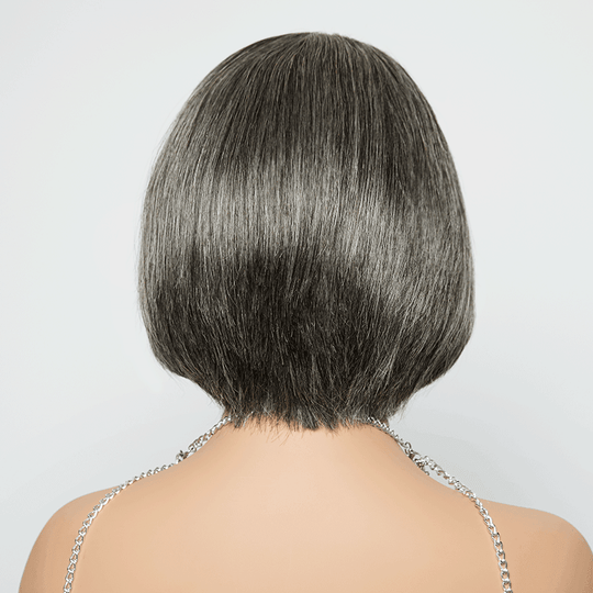 7x5 Glueless Bob Ondulé Avec Séparation Latérale Sel & Poivre Perruque Sans Colle - SHINE HAIR