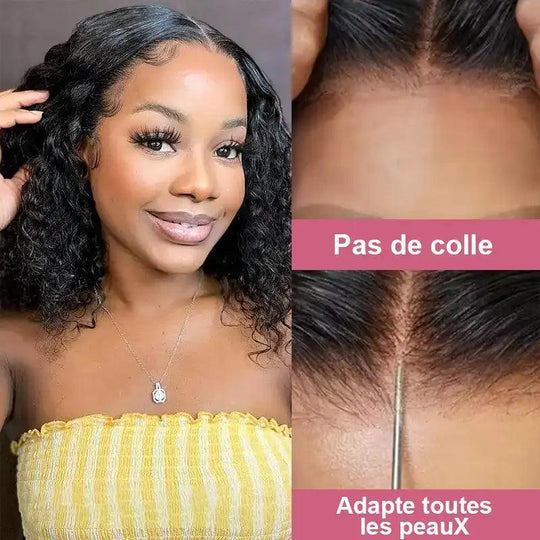 7x5 Glueless Bob Perruque Sans Colle Wear Go Cheveux Humains Bouclés - SHINE HAIR