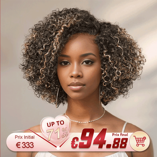 Crazy Deals🔥 Classique Blond Miel Highlight Bob Kinky Curly 13x6 T Partie Dentelle Perruque