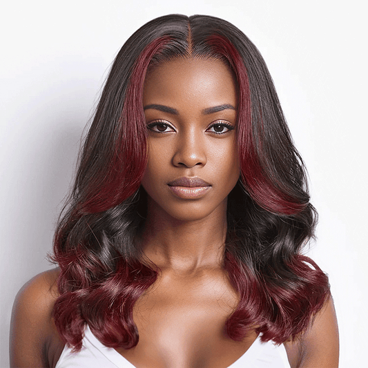 9x6 Glueless Couleur Rouge Foncé Highlight Perruque Sans Colle Loose Wave - SHINE HAIR