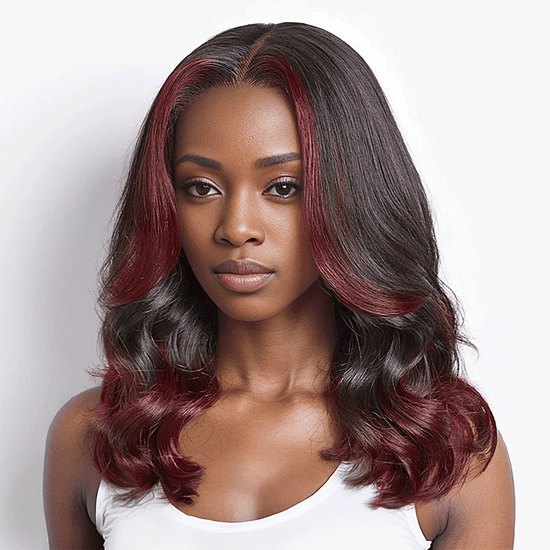 9x6 Glueless Couleur Rouge Foncé Highlight Perruque Sans Colle Loose Wave - SHINE HAIR