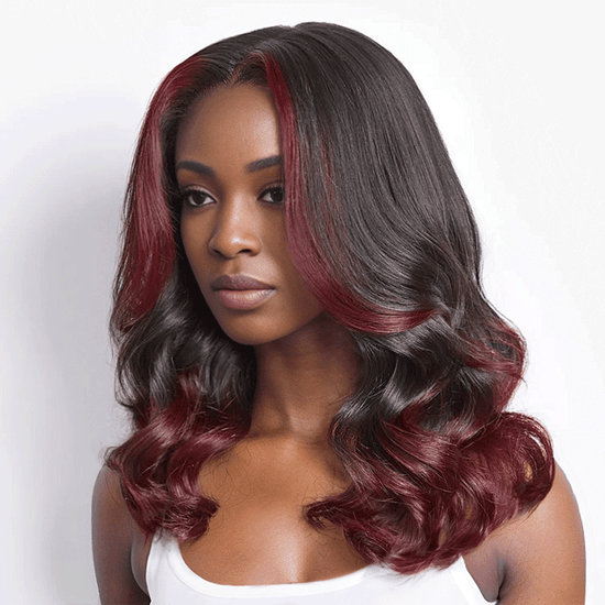 9x6 Glueless Couleur Rouge Foncé Highlight Perruque Sans Colle Loose Wave - SHINE HAIR