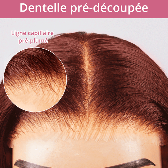 9x6 Glueless Les Plus Chauds Micro-nœuds Brun Rougeâtre Perruque Sans Colle Bouclé - SHINE HAIR