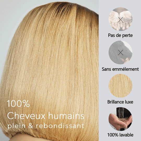 Couleurs Tendances 9x6 Guleless Couleur Blond Ombre Couche Bob Perruque Cheveux Humains Lisse