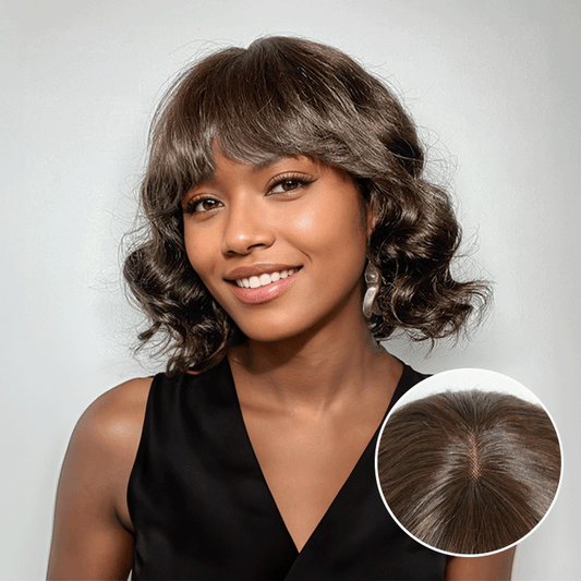 1+1+𝑭𝒓𝒆𝒆💥Loose Wave Avec Frange Bob Perruque 3x1 Dentelle 8"+Lisse Bob Perruque 2x6 Dentelle 10"