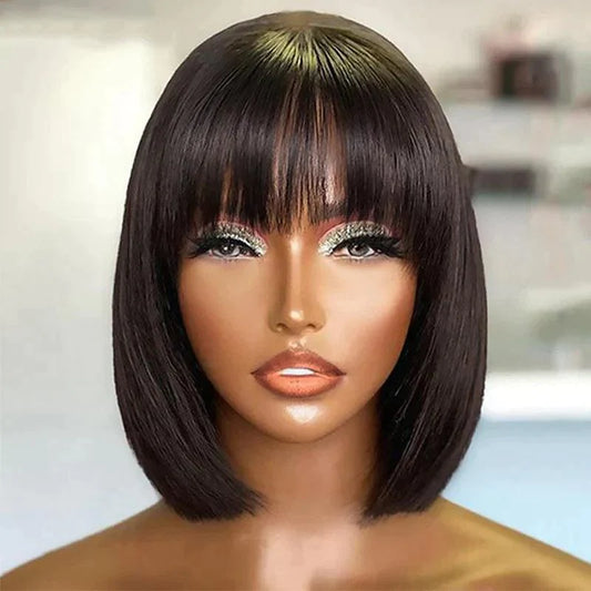 2 𝑭𝑶𝑹 €125.88🔥8"Lisse Avec Frange Bob +8"Glueless Bouclée Bob/10"Glueless Bouclée Avec Franges Bob Perruque