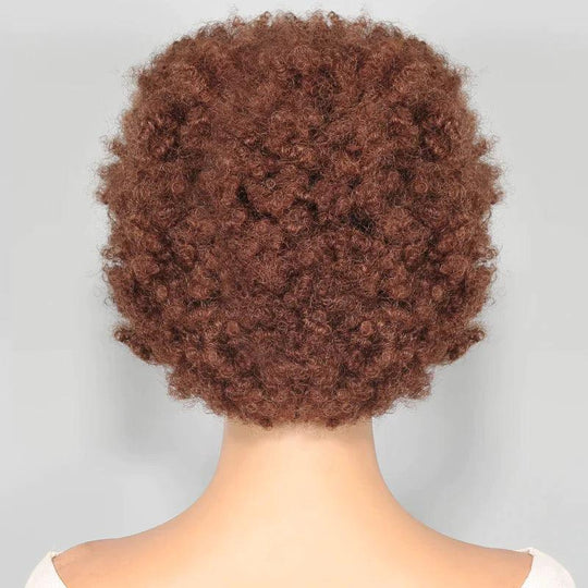 Court Marron Bandeau Perruque Cheveux Humains Brésiliens Bouclé 200% Densité - SHINE HAIR