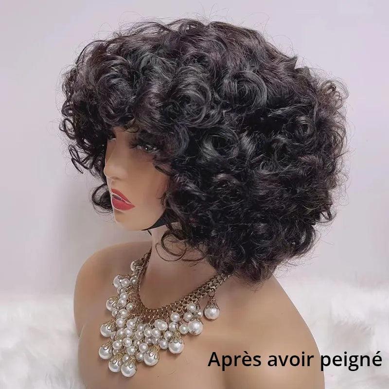 Glueless 3 Couleur Stylisé Boucles Rebondies 99j/Highligh Marron Bob Perruque Sans Colle - SHINE HAIR