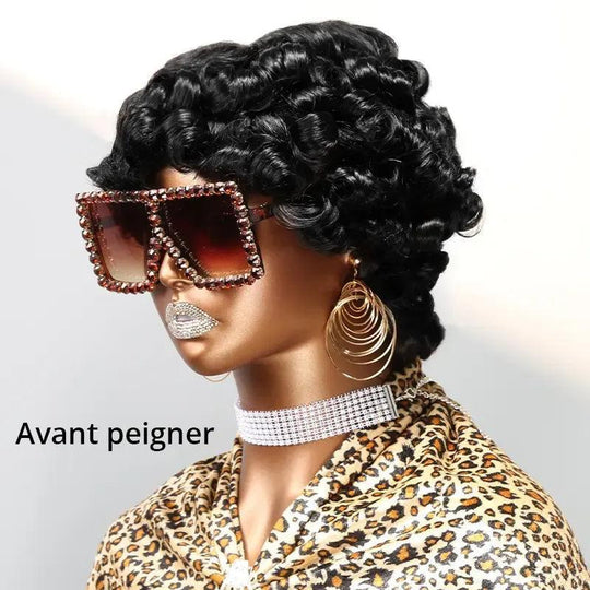 Glueless 3 Couleur Stylisé Boucles Rebondies 99j/Highligh Marron Bob Perruque Sans Colle - SHINE HAIR